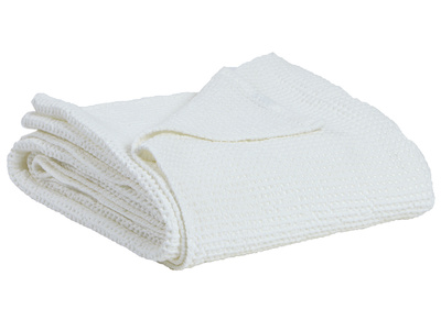 Plaid en coton lav&eacute; blanc cass&eacute; 140 x 200 cm YAM