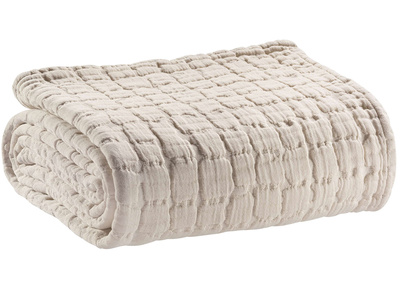 Plaid en coton textur&eacute; couleur lin 130 x 200 cm WAFLE