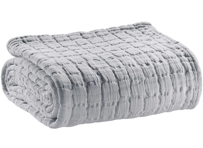 Plaid en coton textur&eacute; gris perle 130 x 200 cm WAFLE