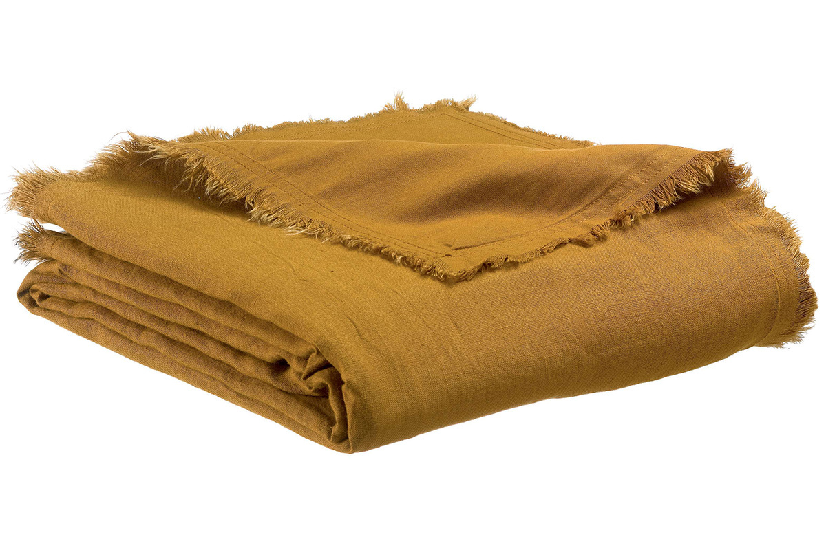 Plaid en lin bronze 130 x 180 cm LINEN