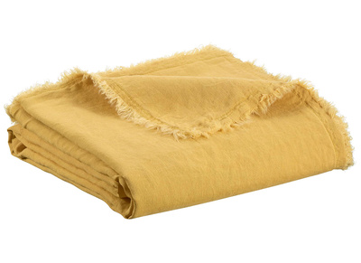 Plaid en lin jaune 130 x 180 cm LINEN