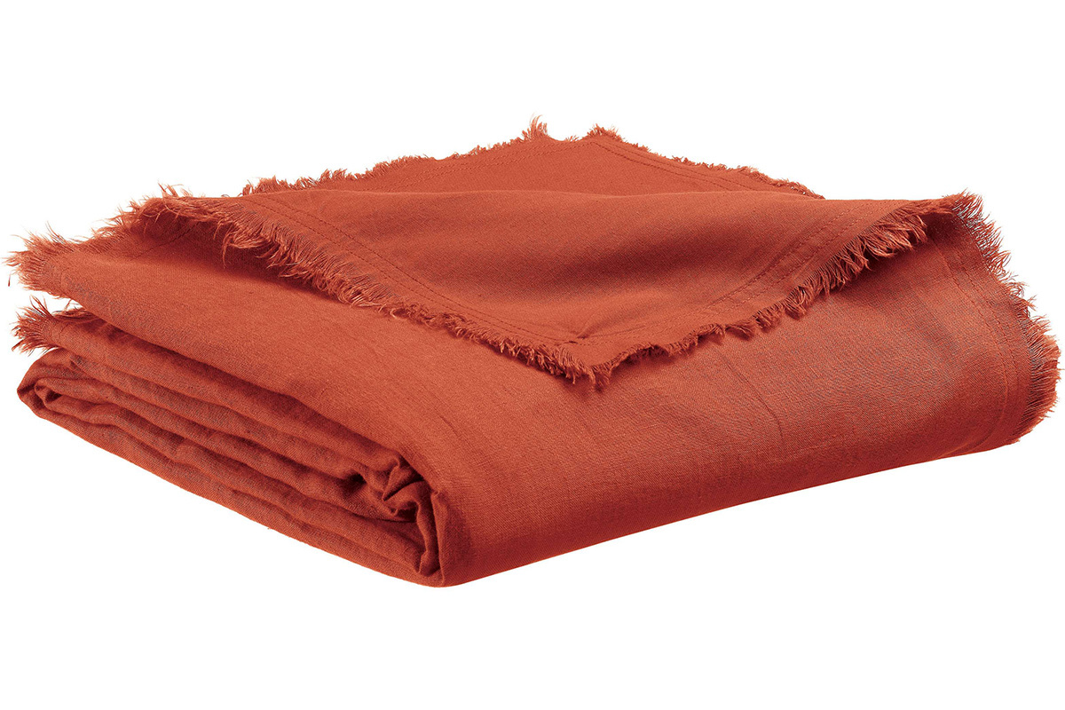Plaid en lin terracotta 130 x 180 cm LINEN