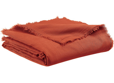 Plaid en lin terracotta 130 x 180 cm LINEN