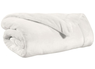 Plaid en polyester blanc 150 x 200 cm FERO