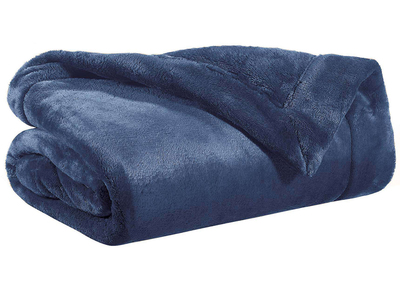 Plaid en polyester bleu 150 x 200 cm FERO