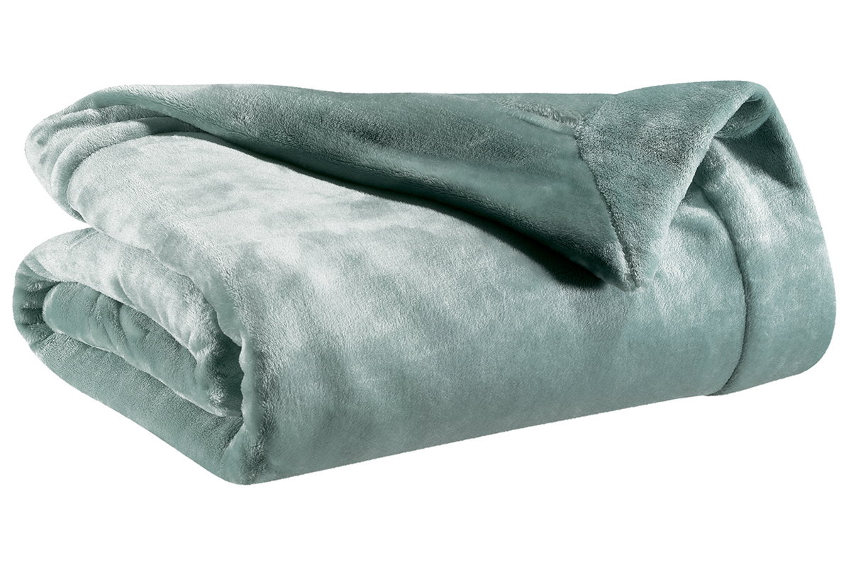 Plaid en polyester bleu gris� 150 x 200 cm FERO