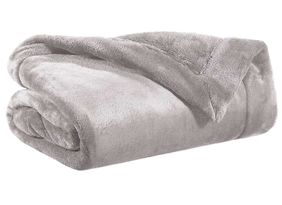 Plaid en polyester gris 150 x 200 cm FERO