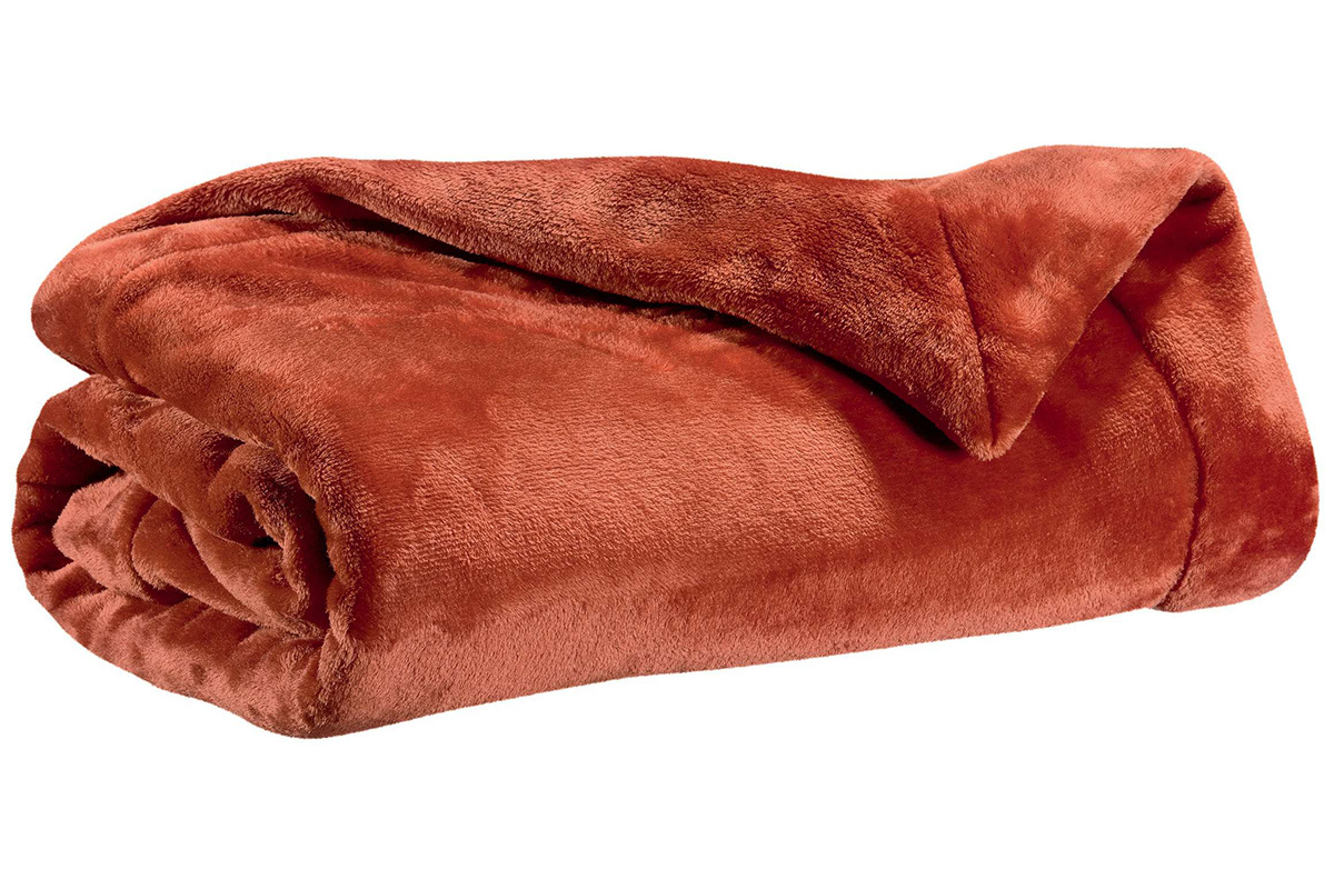 Plaid en polyester rouge tomette 150 x 200 cm FERO