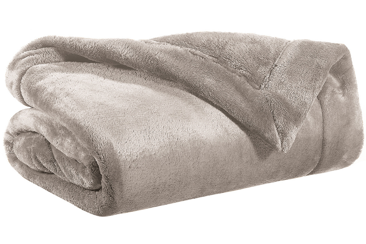 Plaid en polyester taupe 150 x 200 cm FERO