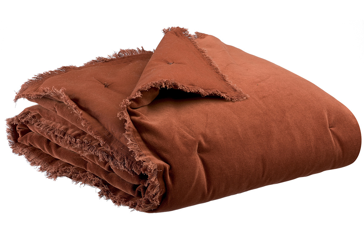 Plaid en velours caramel 135 x 200 cm PESCA