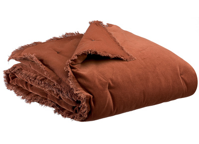 Plaid en velours caramel 135 x 200 cm PESCA