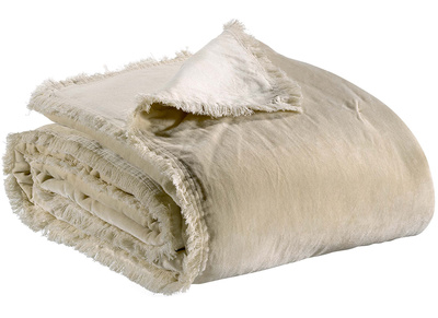 Plaid en velours couleur lin 135 x 200 cm PESCA