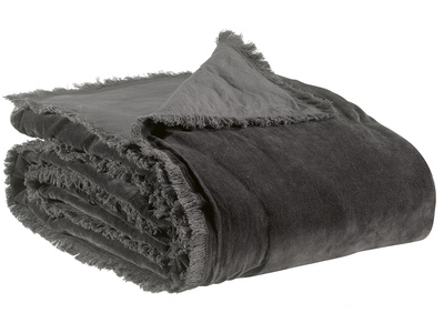 Plaid en velours gris ardoise 135 x 200 cm PESCA