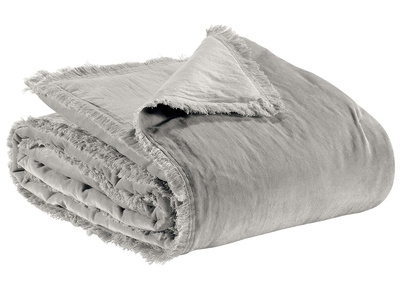 Plaid en velours gris perle 135 x 200 cm PESCA