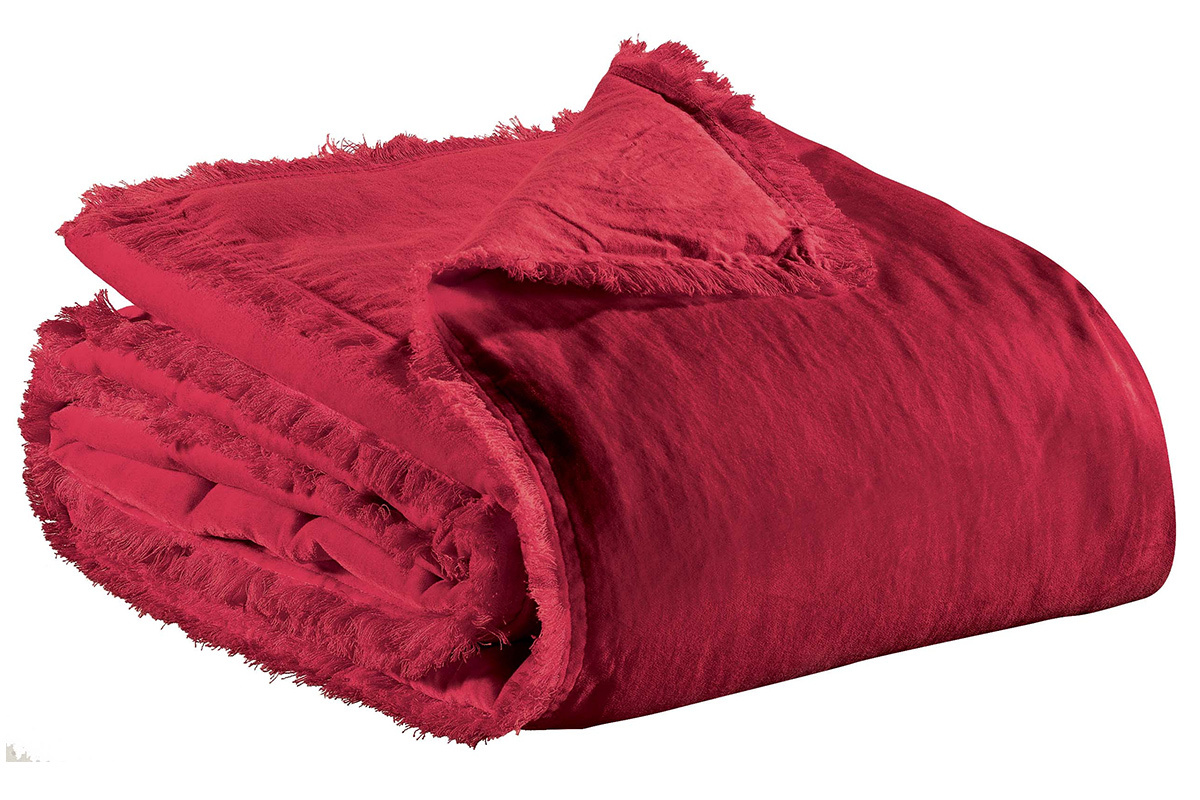 Plaid en velours rouge 135 x 200 cm PESCA