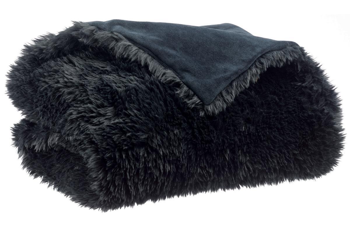 Plaid imitation fourrure noir 140 x 180 cm ALPIN