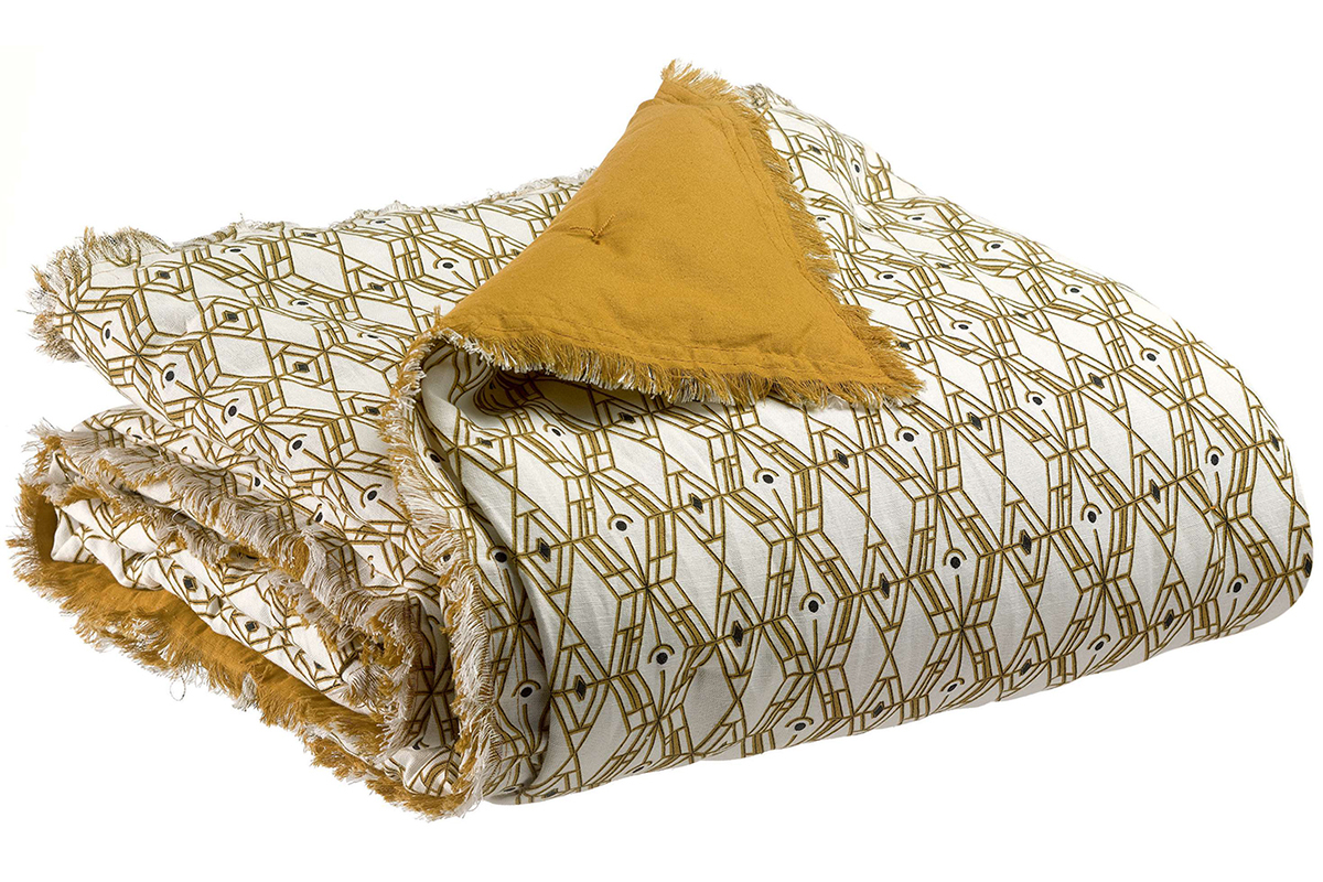 Plaid imprim� graphique en lin 135 x 200 cm BAKO