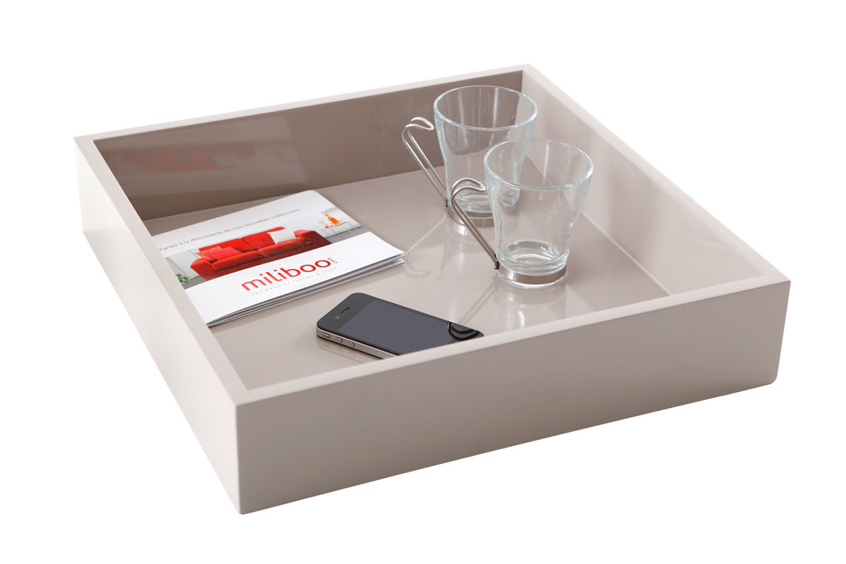 Plateau design laqu� taupe TEENA