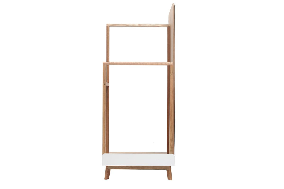 Portant � v�tements avec miroir bois clair et blanc TAYA