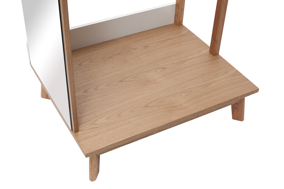 Portant � v�tements avec miroir bois clair et blanc TAYA