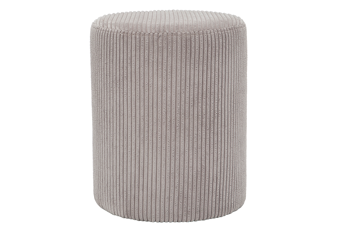 Pouf en velours c�tel� gris D40 cm DUROY