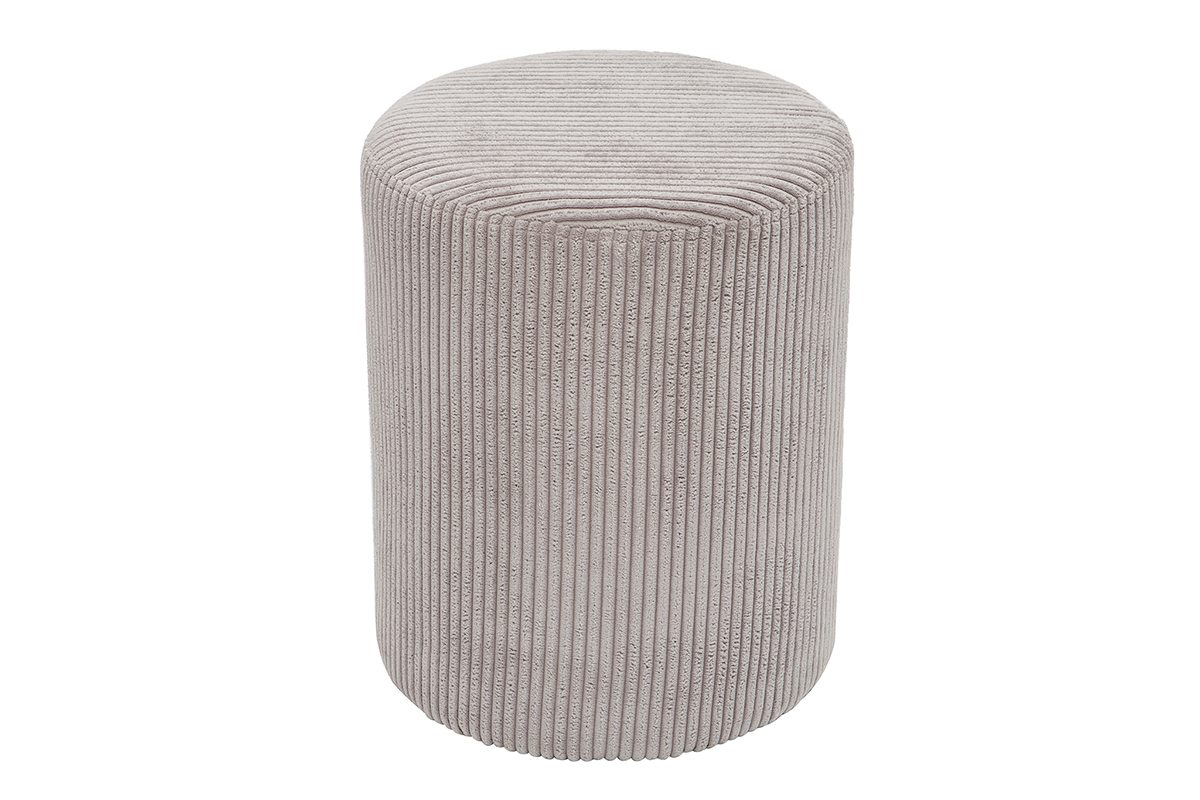 Pouf en velours c�tel� gris D40 cm DUROY