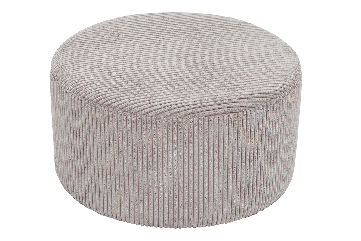 Pouf en velours c�tel� gris D60 cm DUROY