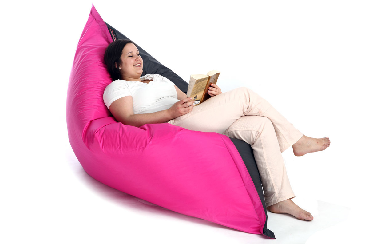 Pouf g�ant design polyester bicolore gris et rose BIG MILIBAG