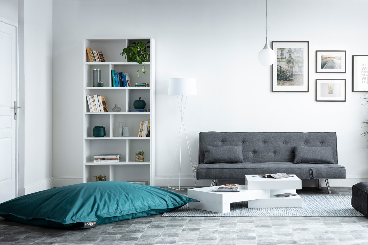 Pouf gant design polyester bleu canard BIG MILIBAG