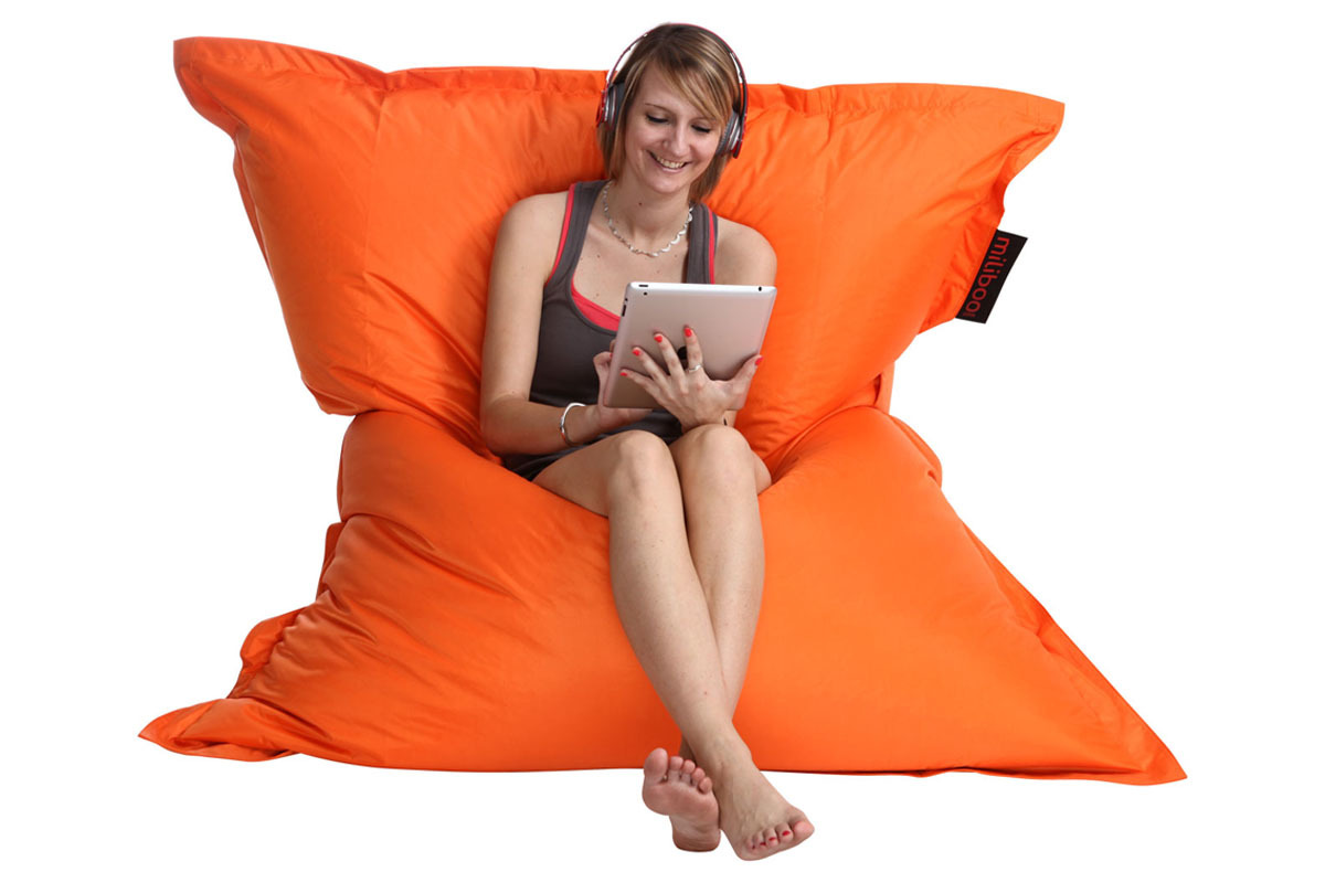 Pouf gant design polyester orange BIG MILIBAG
