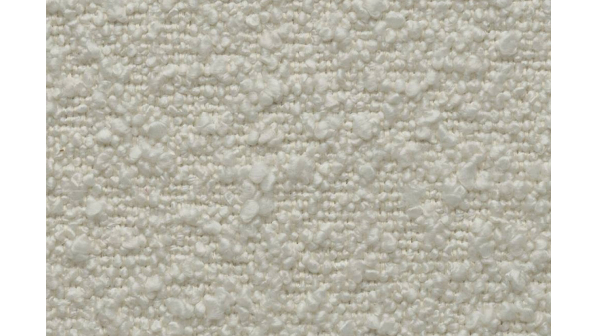 Pouf module de canapé en tissu effet laine bouclée écru et bois clair MORRIS