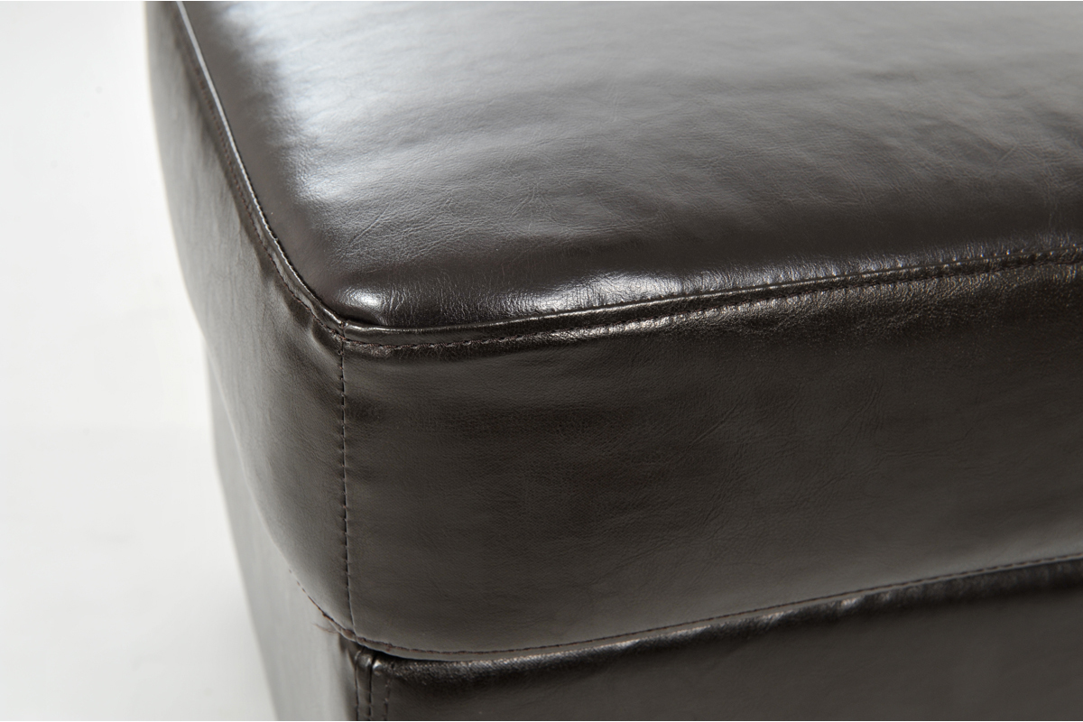 Pouf / repose pied Club cuir marron fonc� - cuir de buffle
