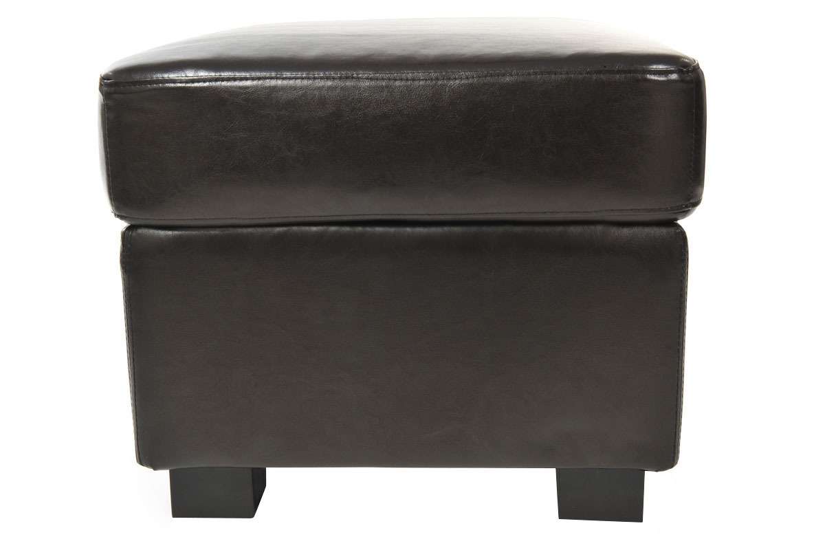 Pouf / repose pied Club cuir marron fonc� - cuir de buffle