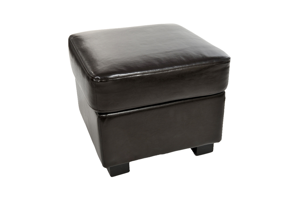 Pouf / repose pied Club cuir marron fonc� - cuir de buffle