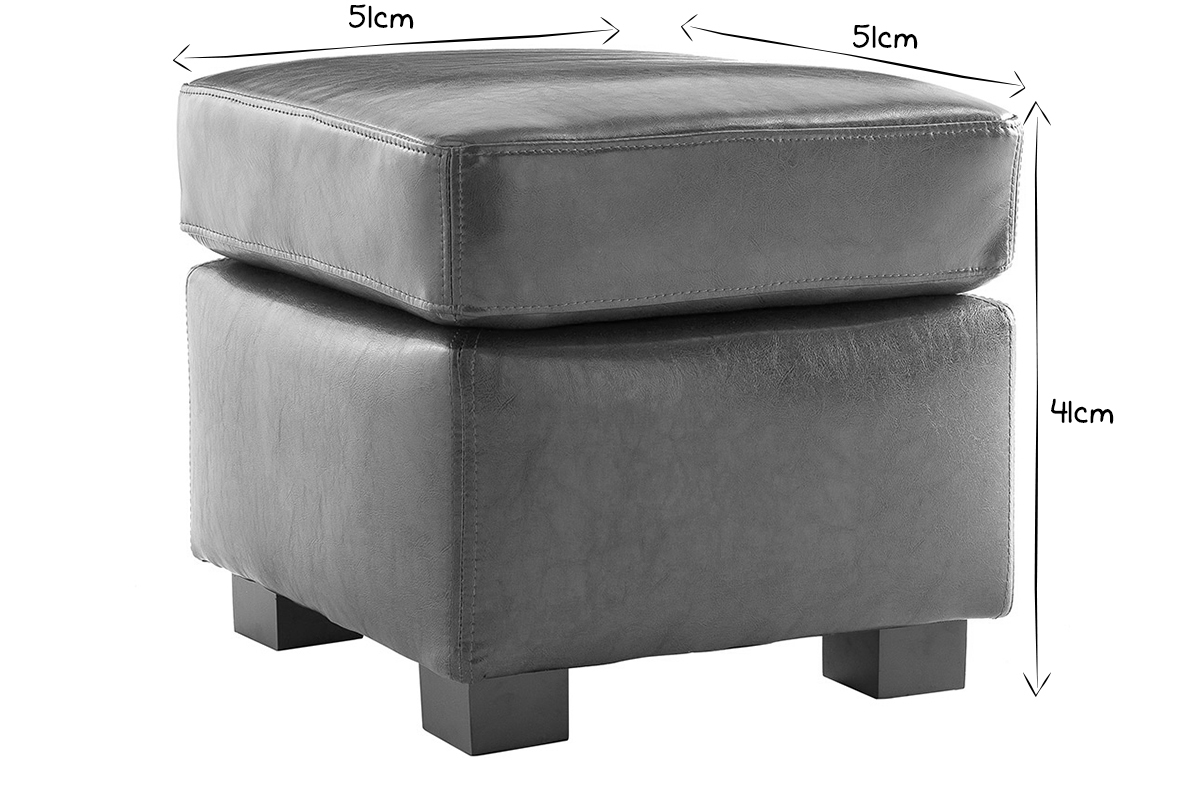 Pouf / repose pied Club cuir marron fonc� - cuir de buffle