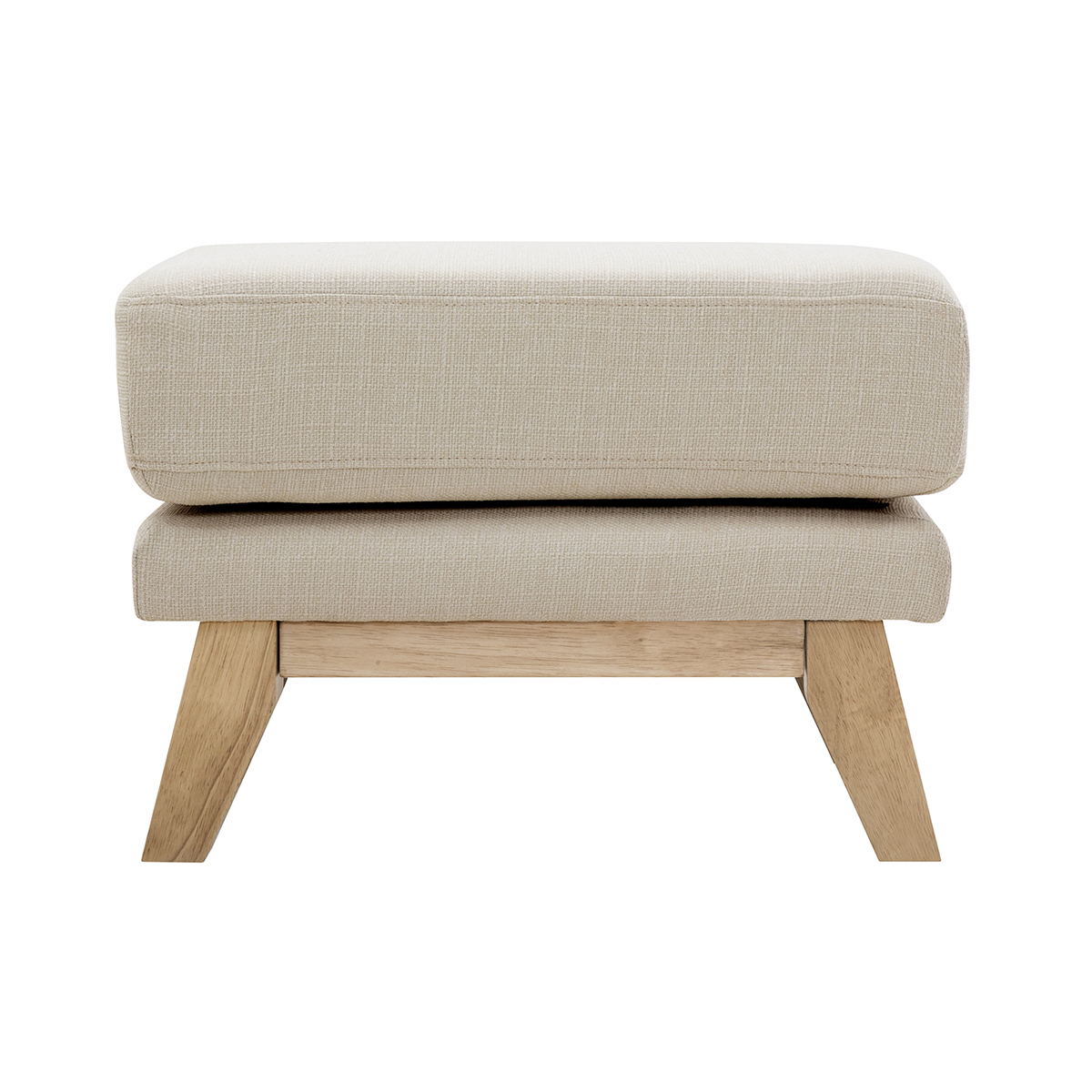 Pouf repose-pieds déhoussable scandinave en tissu beige et bois clair OSLO Pouf repose-pieds déhoussable scandinave en tissu beige et bois clair OSLO