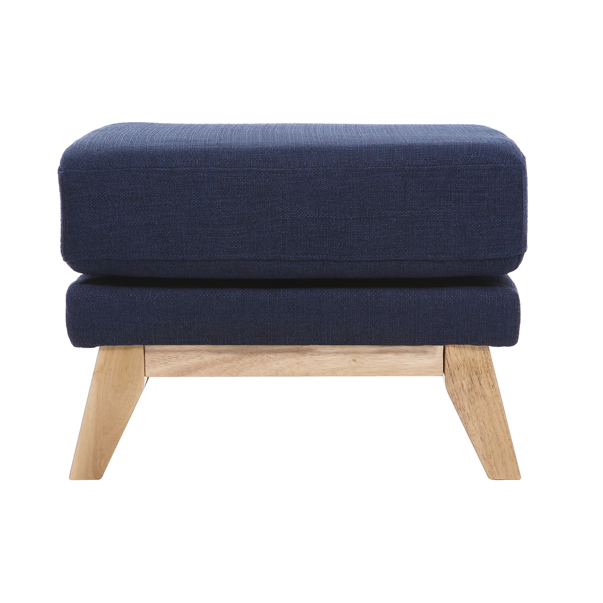 Pouf repose-pieds déhoussable scandinave en tissu bleu foncé et bois clair OSLO Pouf repose-pieds déhoussable scandinave en tissu bleu foncé et bois clair OSLO