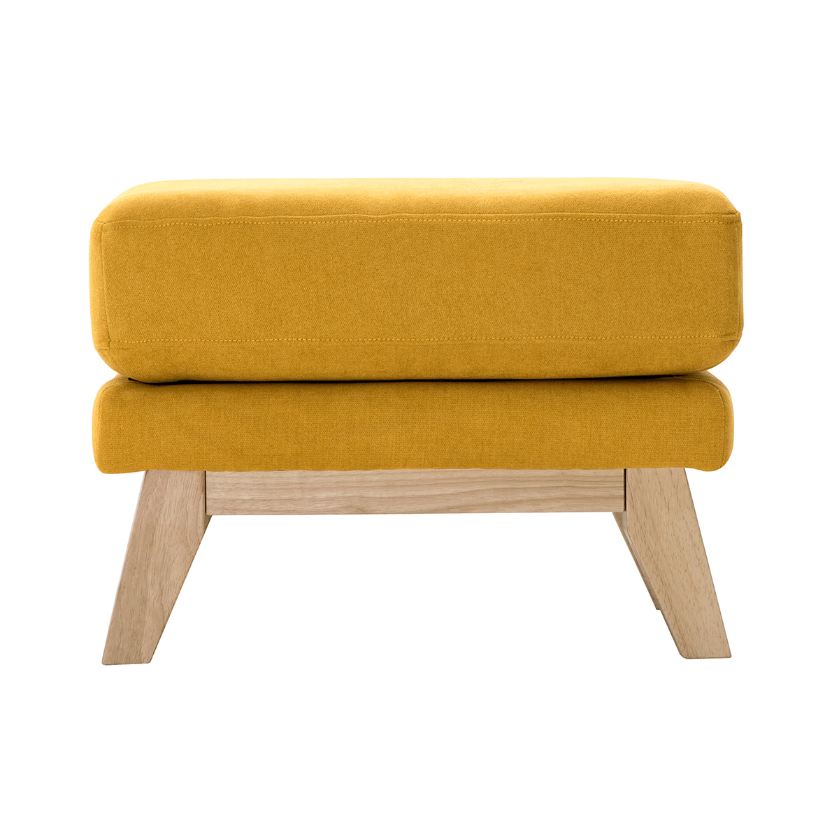 Pouf repose-pieds déhoussable scandinave en tissu effet velours jaune moutarde et bois clair OSLO Pouf repose-pieds déhoussable scandinave en tissu effet velours jaune moutarde et bois clair OSLO
