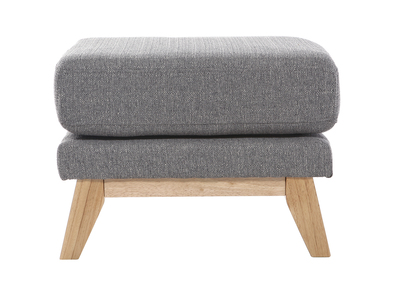 Pouf repose-pieds déhoussable scandinave en tissu gris clair et bois clair OSLO