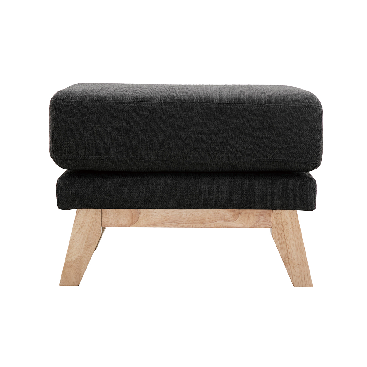 Pouf repose-pieds déhoussable scandinave en tissu gris foncé et bois clair OSLO Pouf repose-pieds déhoussable scandinave en tissu gris foncé et bois clair OSLO