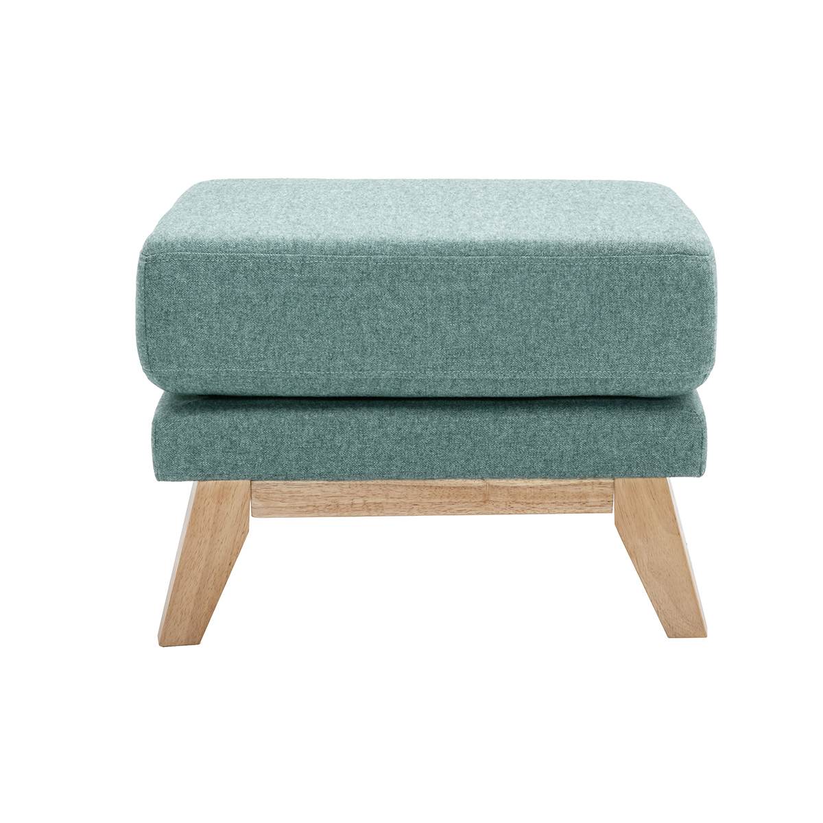 Pouf repose-pieds déhoussable scandinave en tissu vert de gris et bois clair OSLO Pouf repose-pieds déhoussable scandinave en tissu vert de gris et bois clair OSLO