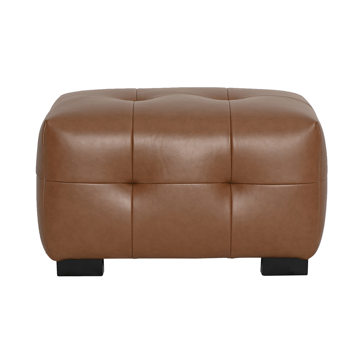 Pouf repose-pieds design en cuir marron CORTO Pouf repose-pieds design en cuir marron CORTO
