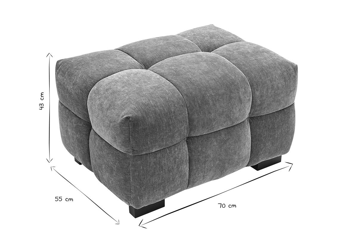 Pouf repose-pieds design en tissu effet velours terre brle CORTO