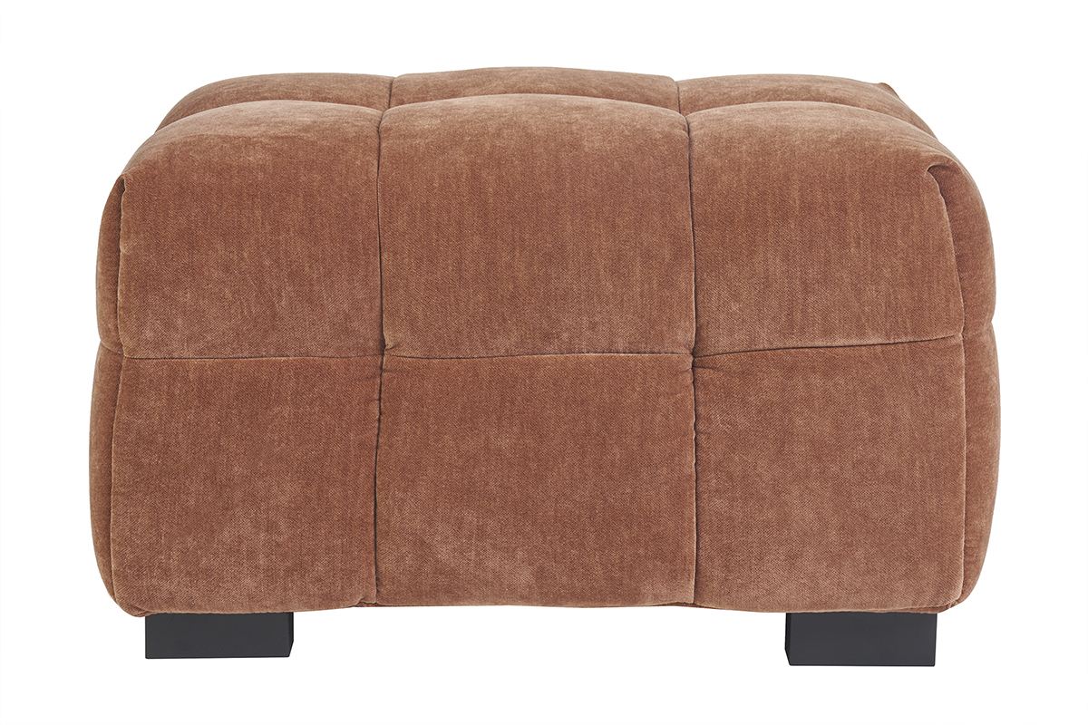 Pouf repose-pieds design en tissu effet velours terre brle CORTO