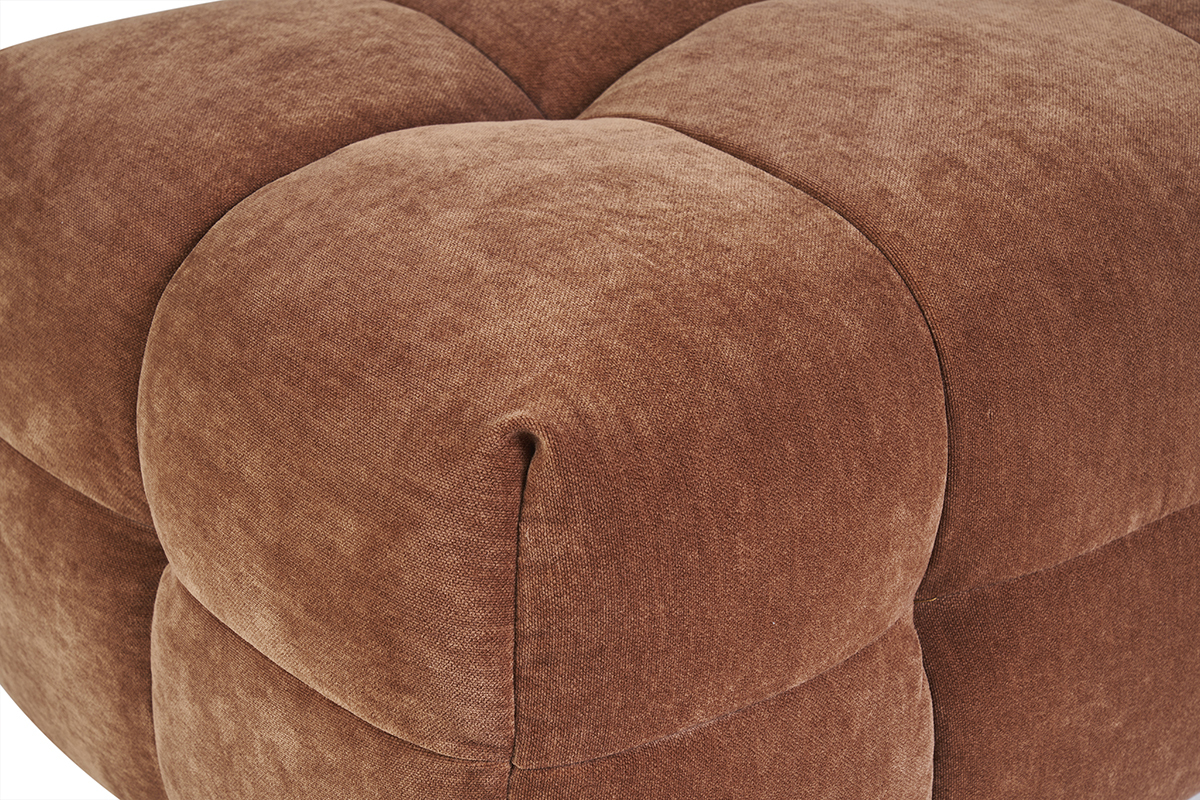 Pouf repose-pieds design en tissu effet velours terre brle CORTO