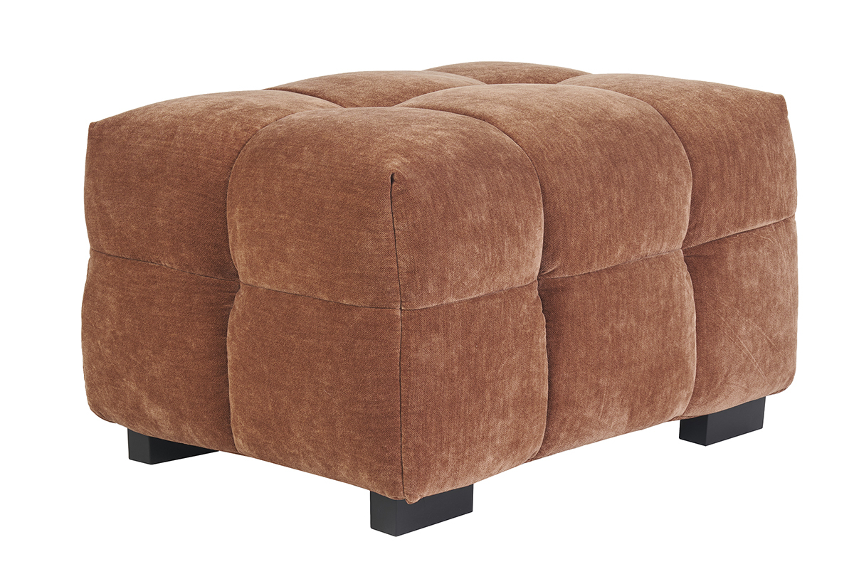Pouf repose-pieds design en tissu effet velours terre brle CORTO