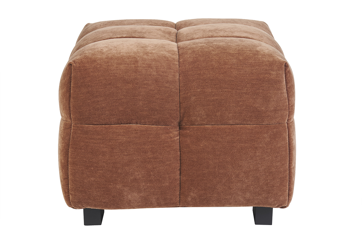 Pouf repose-pieds design en tissu effet velours terre brle CORTO