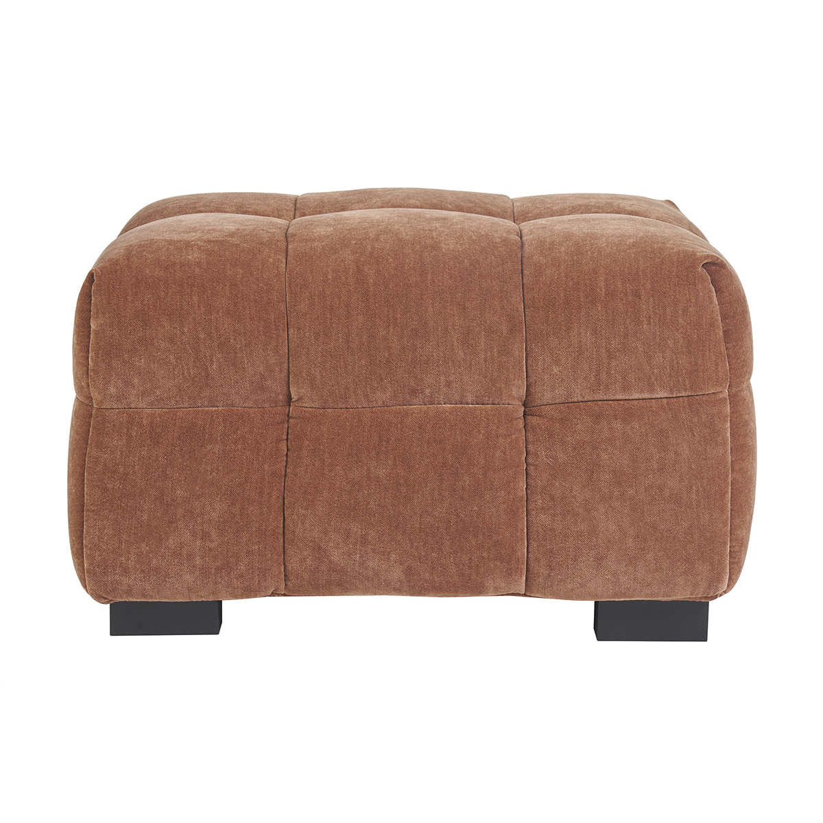 Pouf repose-pieds design en tissu effet velours terre brûlée CORTO Pouf repose-pieds design en tissu effet velours terre brûlée CORTO