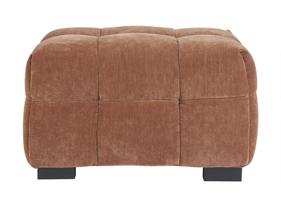 Pouf repose-pieds design en tissu effet velours terre brûlée CORTO