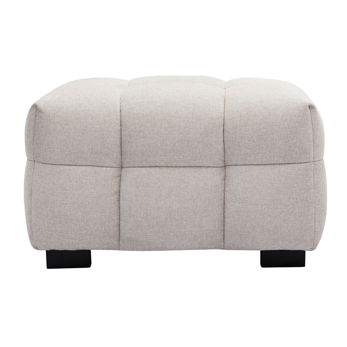 Pouf repose-pieds design en tissu effet velours texturé beige CORTO Pouf repose-pieds design en tissu effet velours texturé beige CORTO